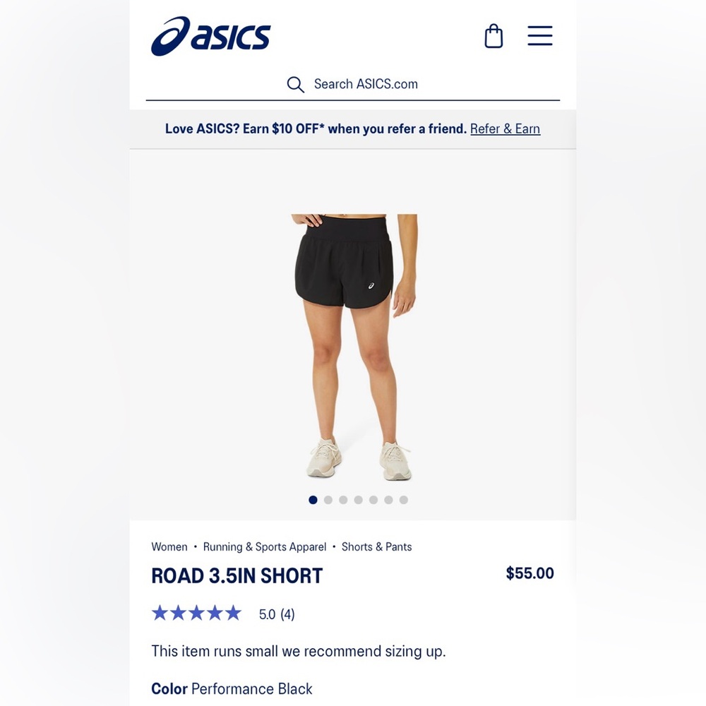 Asics Black “Road 3.5in Short”